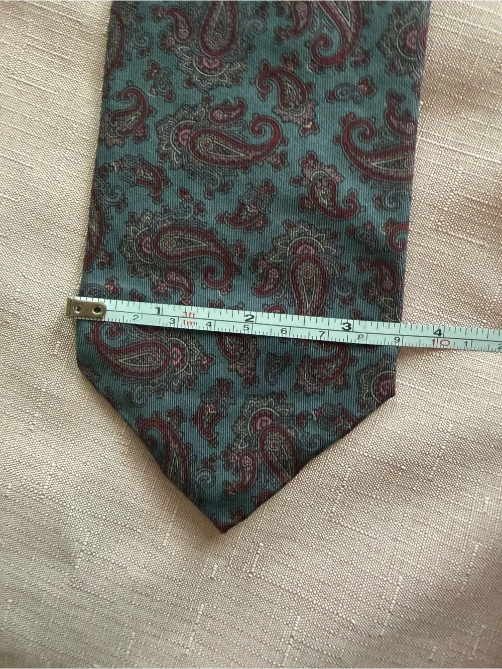Vintage Kuppenheimer Men’s Club Paisley Silk Tie Blue Burgundy Madr in Italy